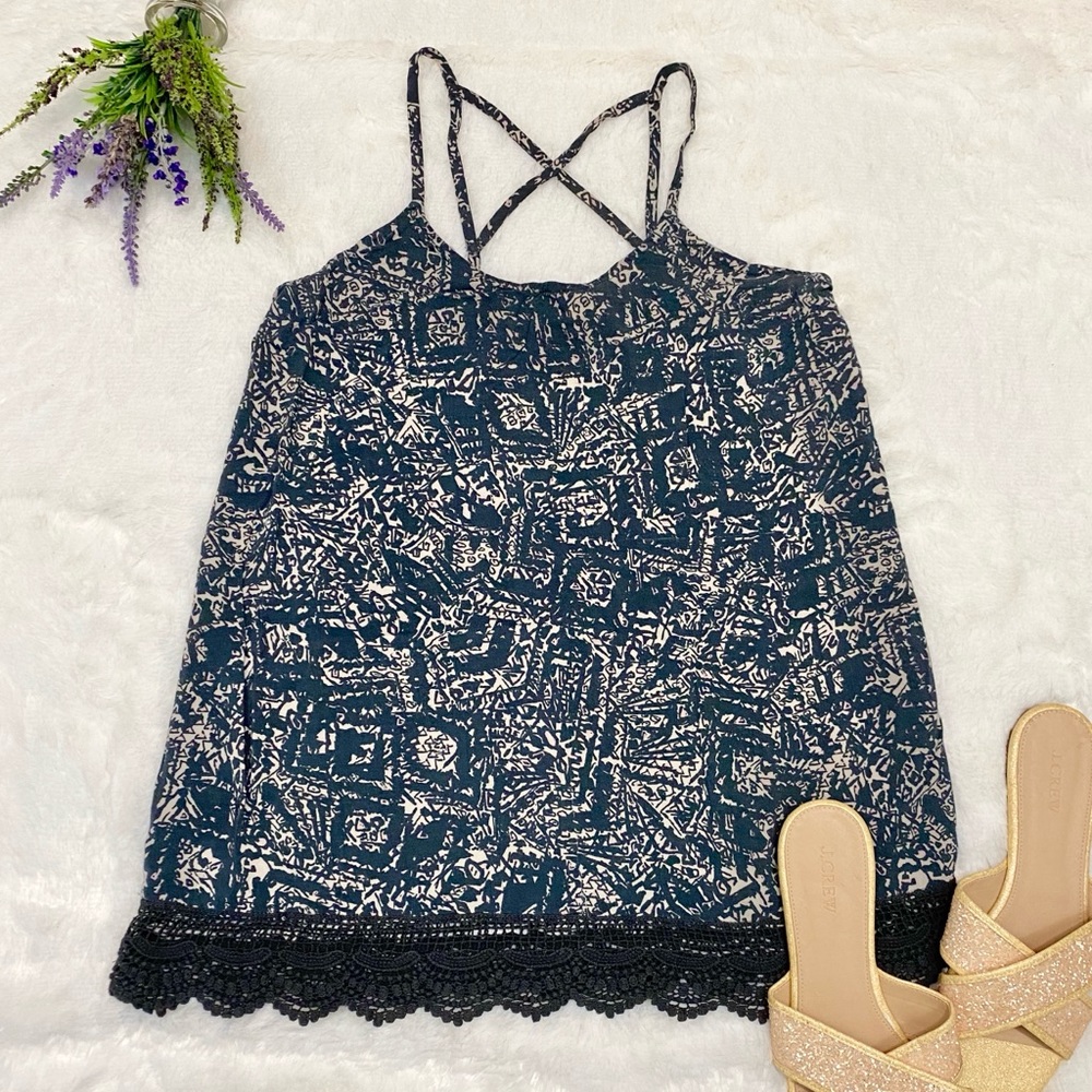 MOSSIMO Abstract Crochet Trim Spaghetti Strap Tank Top